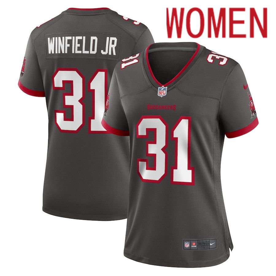 Women Tampa Bay Buccaneers 31 Antoine Winfield Jr. Nike Pewter Game NFL Jersey
